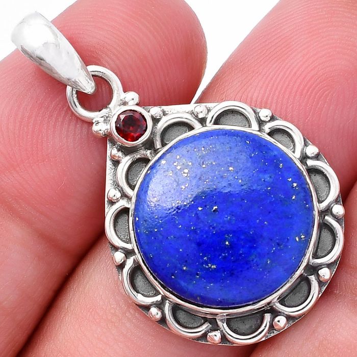 Lapis Lazuli and Garnet Pendant SDP145057 P-1080, 16x16 mm