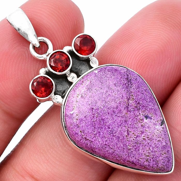 Purpurite and Garnet Pendant SDP145318 P-1120, 18x24 mm