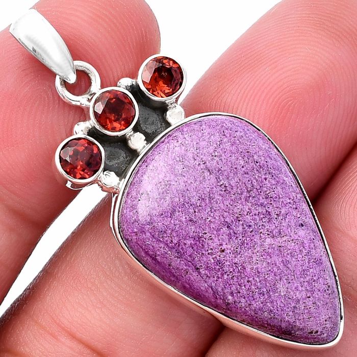 Purpurite and Garnet Pendant SDP145339 P-1120, 17x25 mm