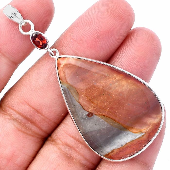 Polygram Jasper and Garnet Pendant SDP145546 P-1098, 26x39 mm