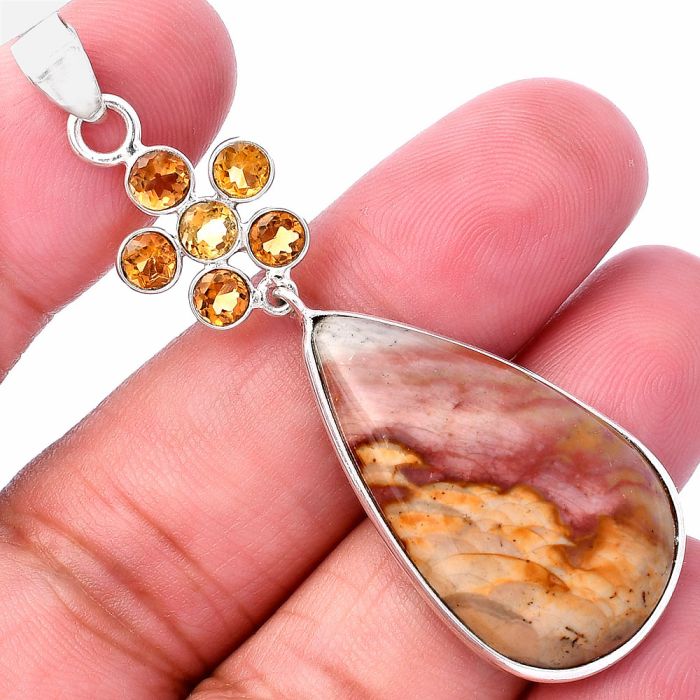 Polygram Jasper and Citrine Pendant SDP145719 P-1122, 18x31 mm