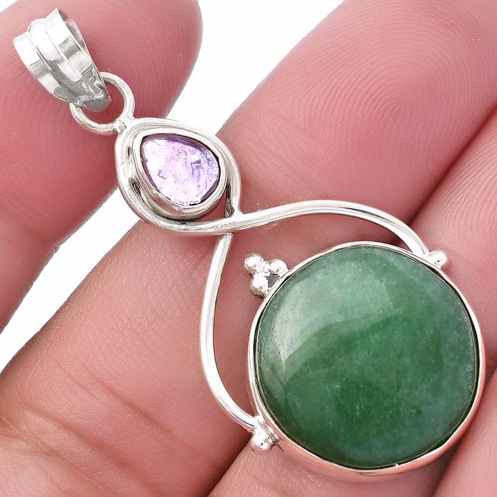 Green Aventurine and Amethyst Pendant SDP145782 P-1125, 18x18 mm