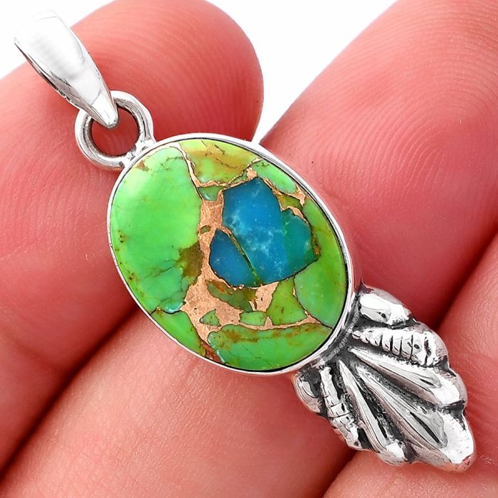 Blue Turquoise In Green Mohave Pendant SDP145849 P-1126, 12x16 mm