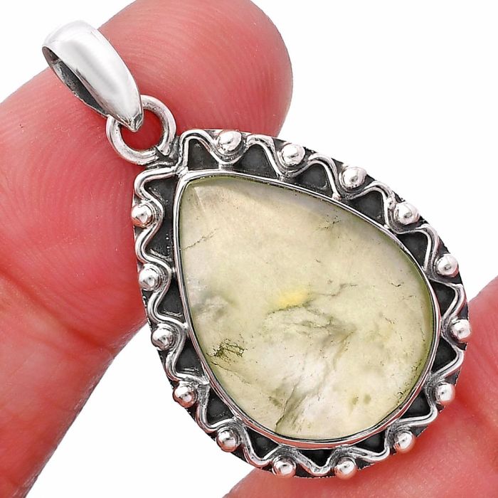 Prehnite Pendant SDP146090 P-1514, 15x20 mm