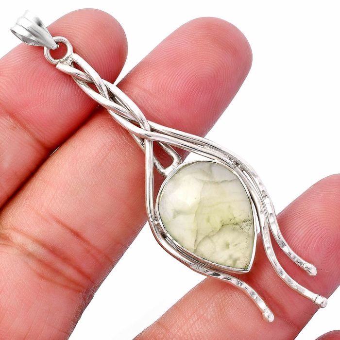 Prehnite Pendant SDP146261 P-1728, 14x19 mm