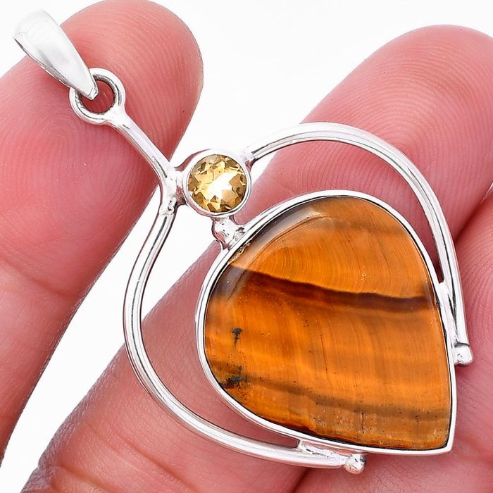 Tiger Eye and Citrine Pendant SDP146681 P-1250, 20x23 mm