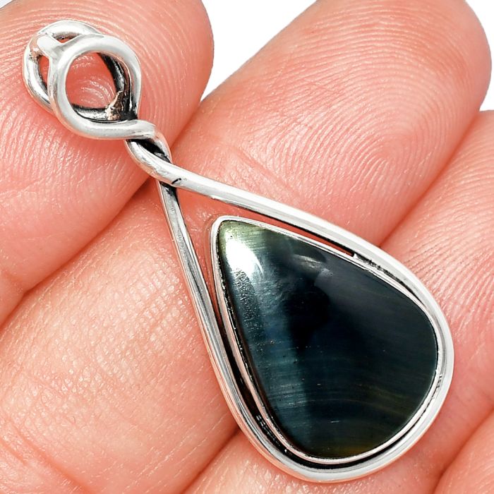 Blue Tiger Eye Pendant SDP146937 P-1017, 13x19 mm