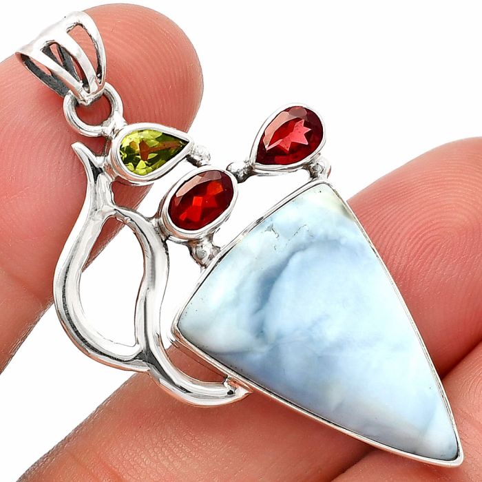 Owyhee Opal, Garnet & Peridot Pendant SDP147297 P-1290, 17x24 mm