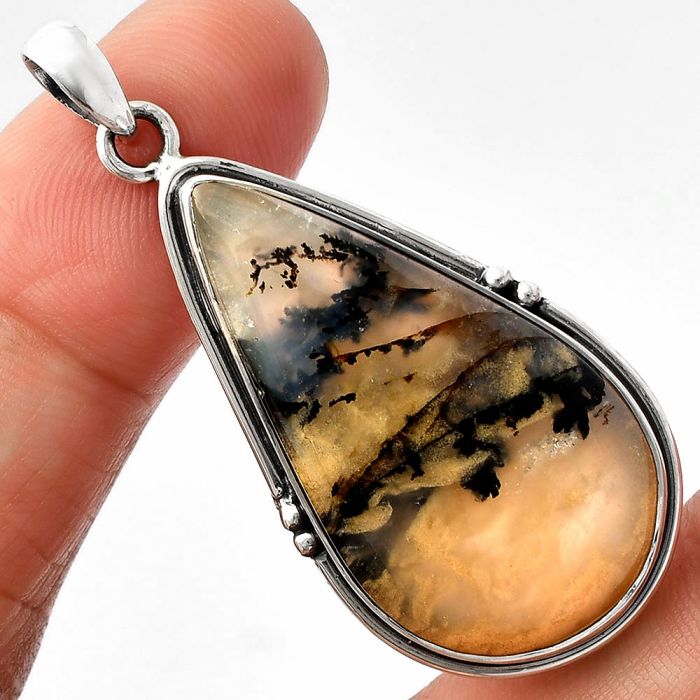 Rose Plume Agate Pendant SDP147366 P-1064, 19x34 mm