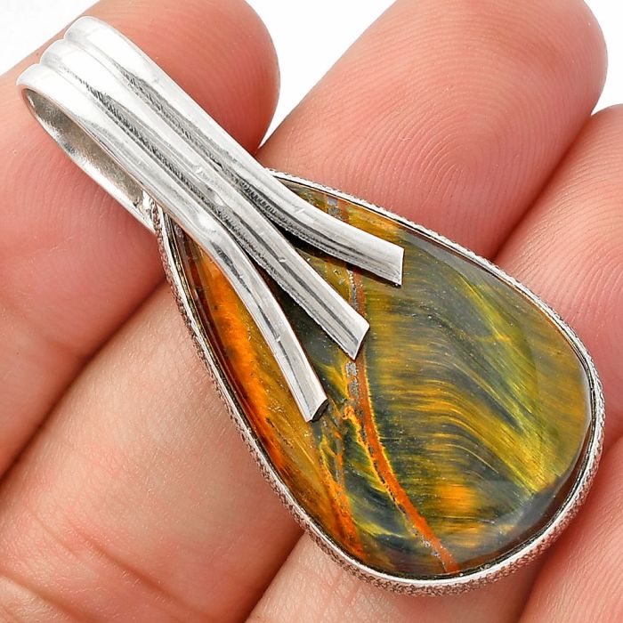 Blue Tiger Eye Pendant SDP147471 P-1167, 19x32 mm