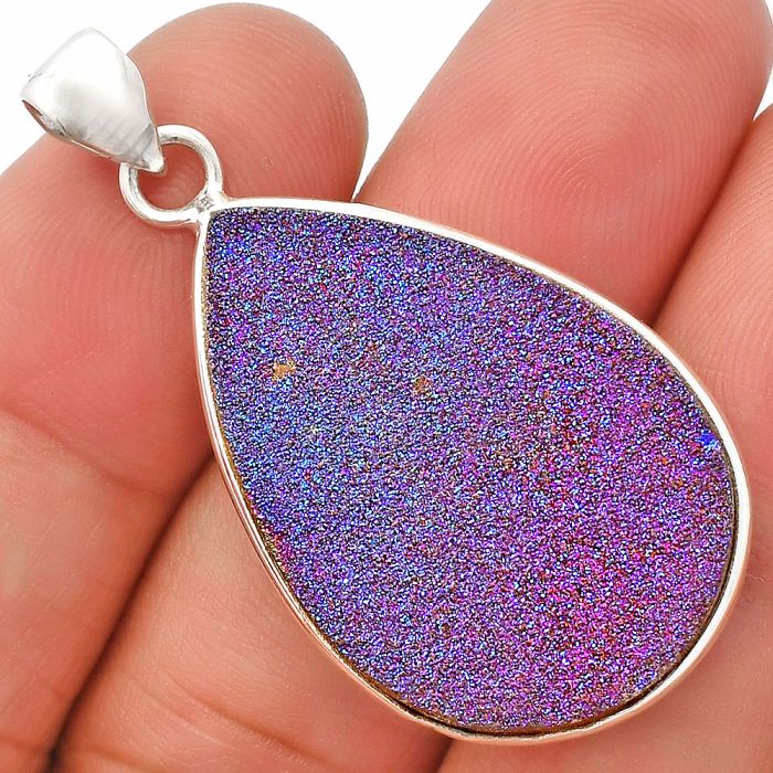 Titanium Druzy Pendant SDP148153 P-1001, 21x31 mm