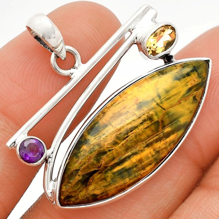 Nellite and Citrine & Amethyst Pendant SDP148386 P-1286, 13x32 mm