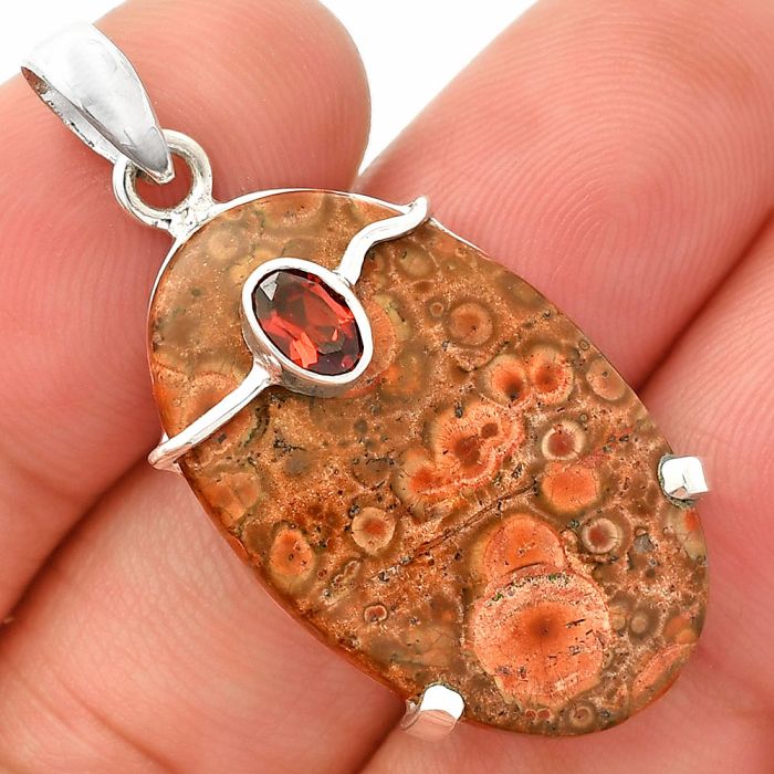 Poppy Jasper and Garnet Pendant SDP148493 P-1386, 18x29 mm