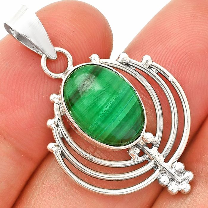 Lotus - Malachite Eye Pendant SDP148896 P-1702, 10x14 mm