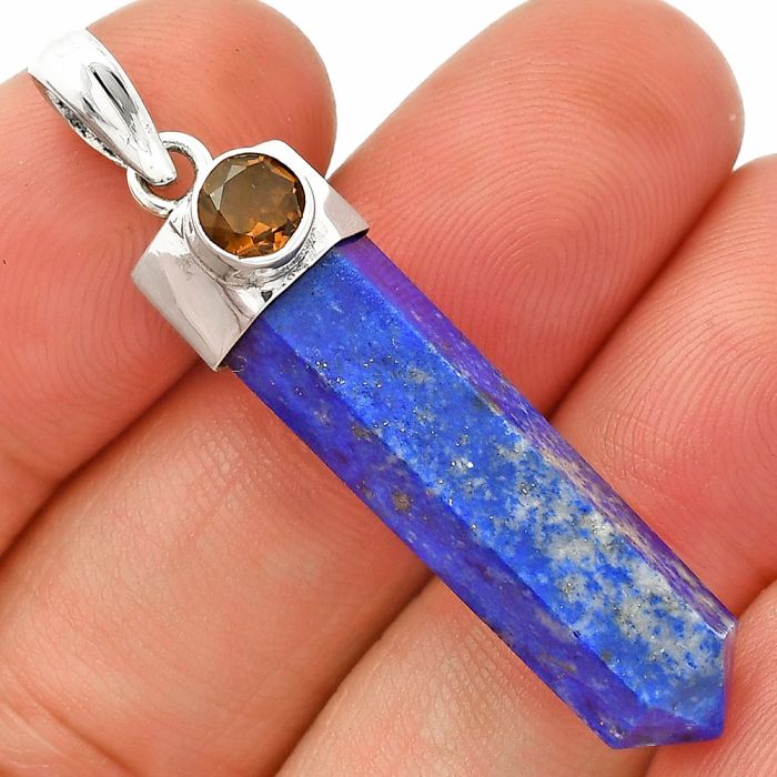 Point - Lapis Lazuli and Smoky Quartz Pendant SDP149097 P-1107, 8x31 mm