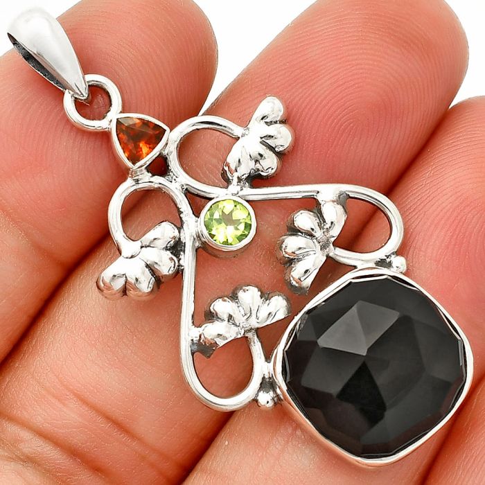 Black Onyx, Mandarin Citrine & Peridot Pendant SDP149506 P-1294, 14x14 mm