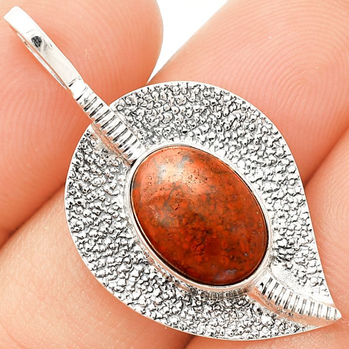 Red Moss Agate Pendant SDP149522 P-1218, 9x13 mm