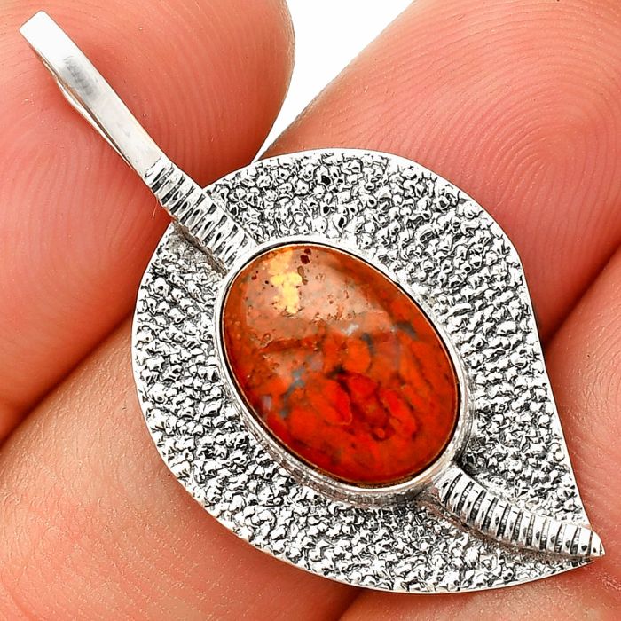 Red Moss Agate Pendant SDP149558 P-1218, 9x13 mm