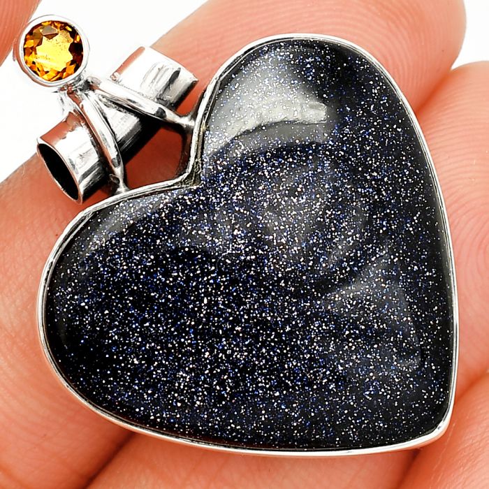 Heart - Sunstone In Iolite and Citrine Pendant SDP149657 P-1159, 27x29 mm