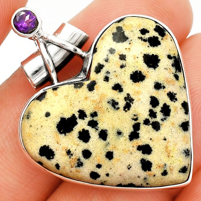 Heart - Dalmatian and Amethyst Pendant SDP149689 P-1159, 27x29 mm