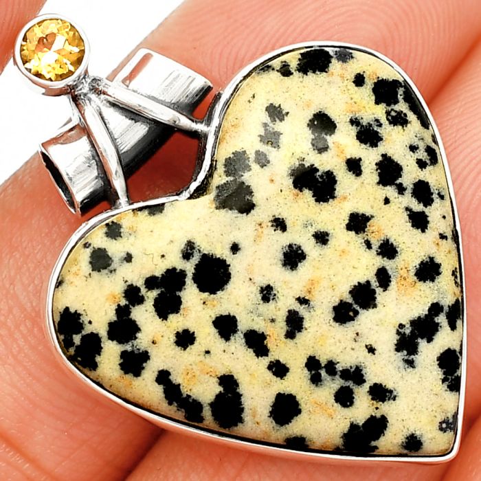 Heart - Dalmatian and Citrine Pendant SDP149715 P-1159, 26x27 mm