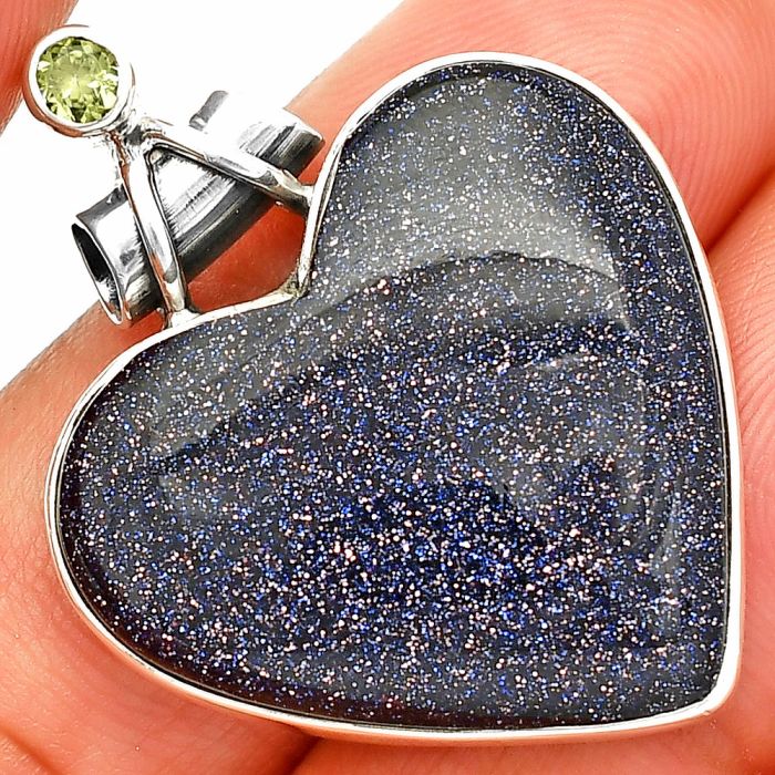 Heart - Sunstone In Iolite and Peridot Pendant SDP149763 P-1159, 26x28 mm