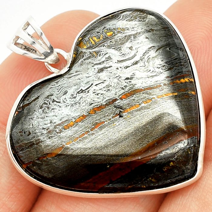 Heart - Iron Tiger Eye Pendant SDP149956 P-1043, 29x33 mm