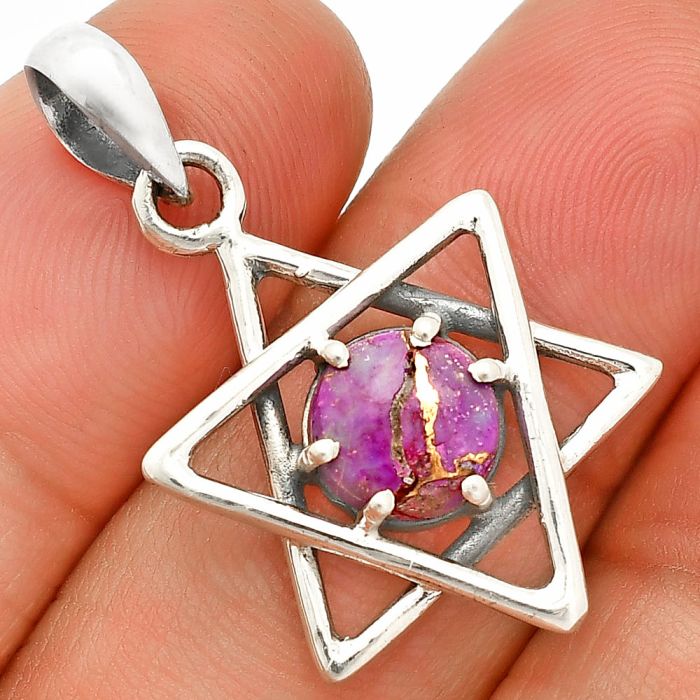 Star - Copper Purple Turquoise Pendant SDP150027 P-1004, 8x8 mm