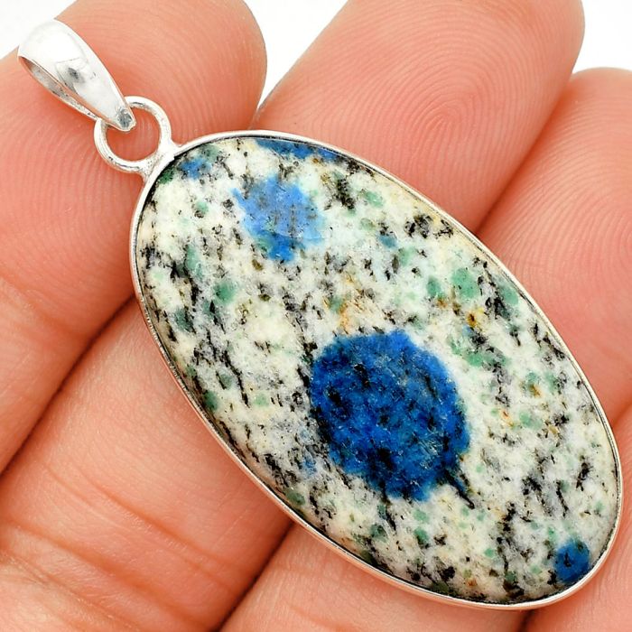 K2 Blue - Azurite In Quartz Pendant SDP150365 P-1001, 20x37 mm