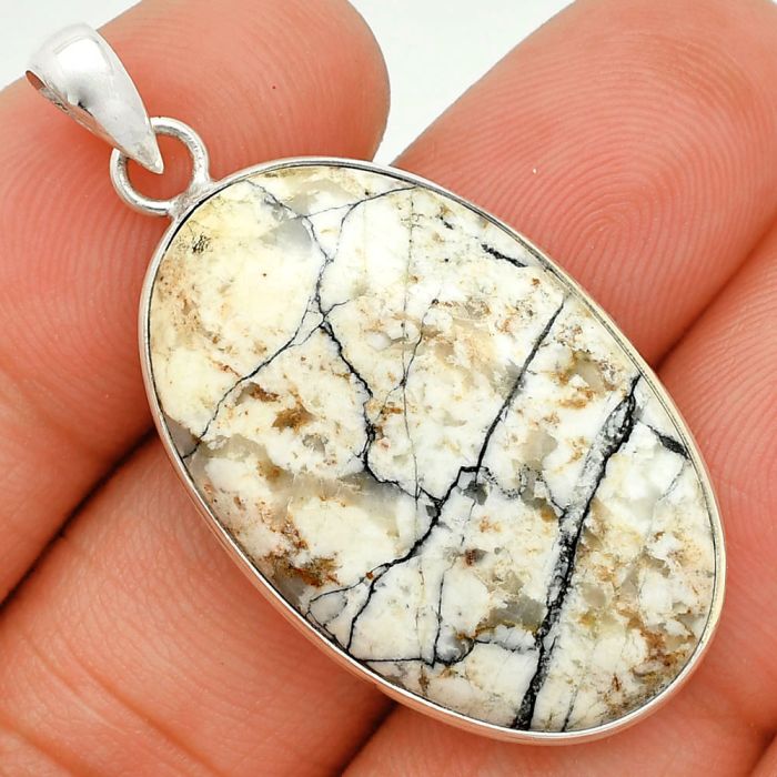 Authentic White Buffalo Turquoise Nevada Pendant SDP150645 P-1001, 20x31 mm