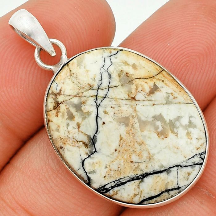 Authentic White Buffalo Turquoise Nevada Pendant SDP150646 P-1001, 20x25 mm