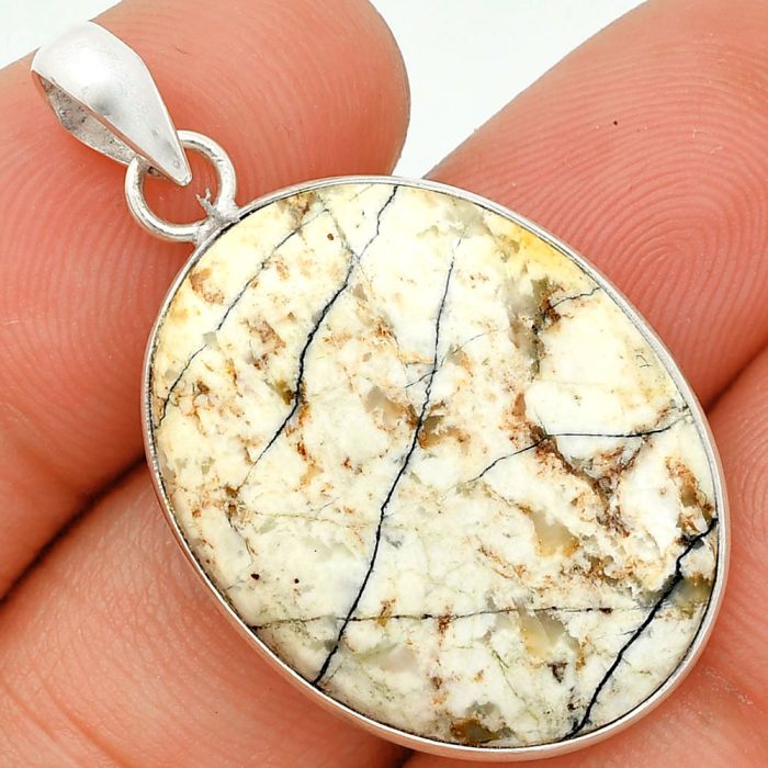 Authentic White Buffalo Turquoise Nevada Pendant SDP150664 P-1001, 21x27 mm