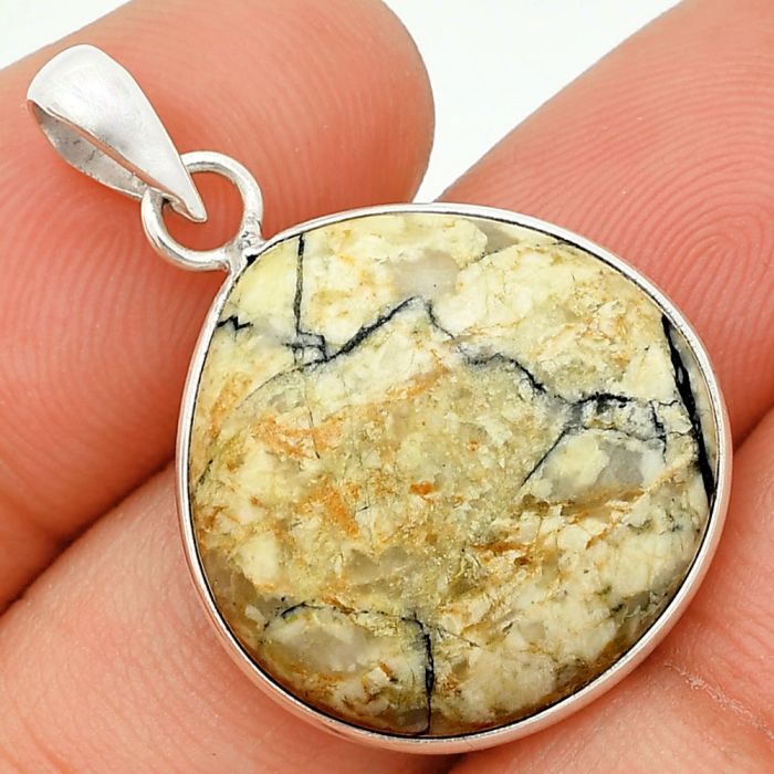 Authentic White Buffalo Turquoise Nevada Pendant SDP150673 P-1001, 21x21 mm