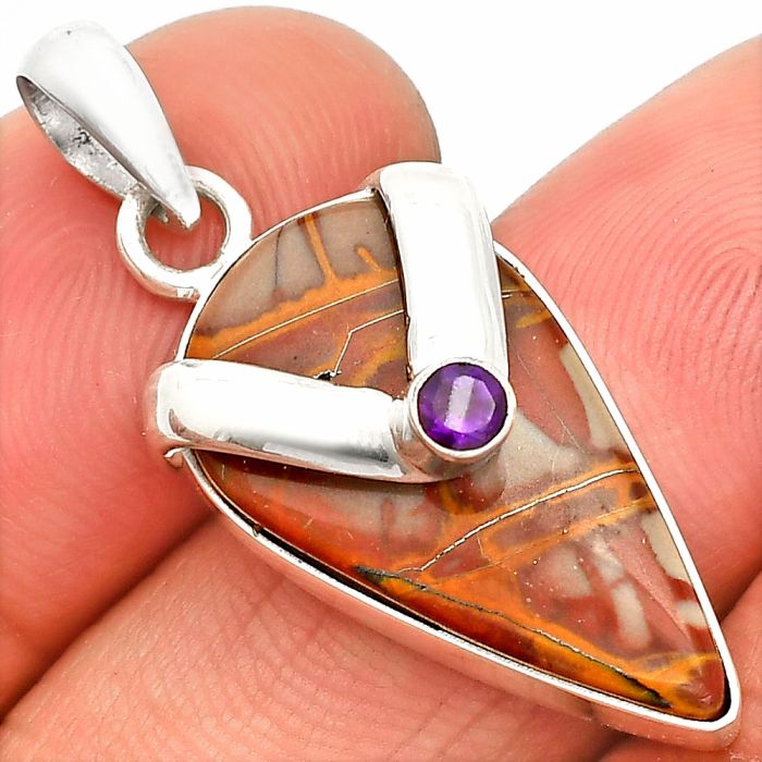 Noreena Jasper and Amethyst Pendant SDP150777 P-1735, 13x23 mm