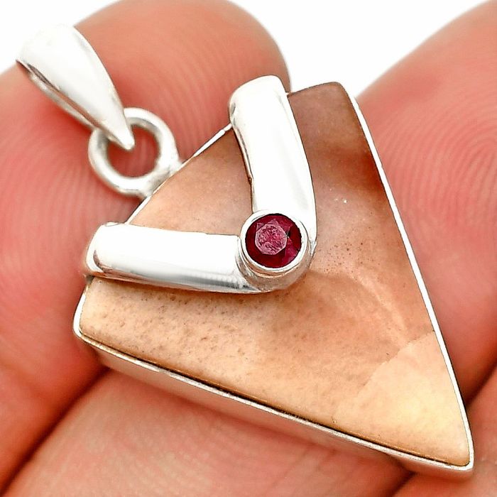 Pink Aventurine and Ruby Pendant SDP150835 P-1735, 20x23 mm