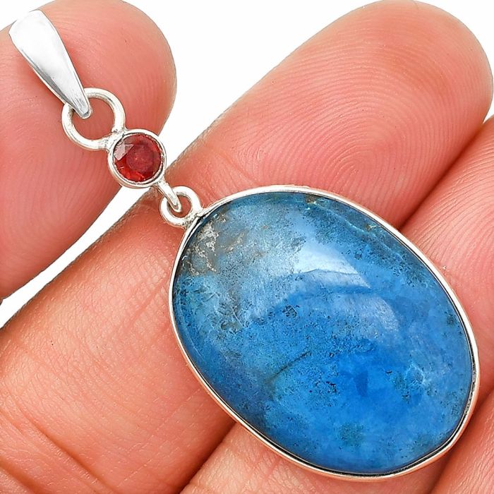 Shattuckite and Garnet Pendant SDP150950 P-1098, 18x25 mm