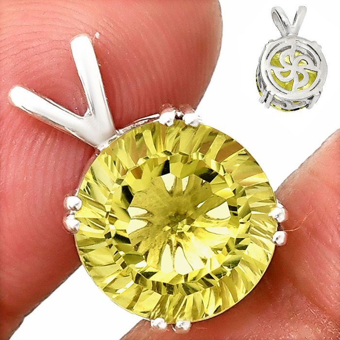 Fancy Cut Lemon Quartz Pendant SDP151240 P-1737, 12x12 mm