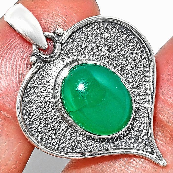 Heart - Green Onyx Pendant SDP151270 P-1503, 10x13 mm