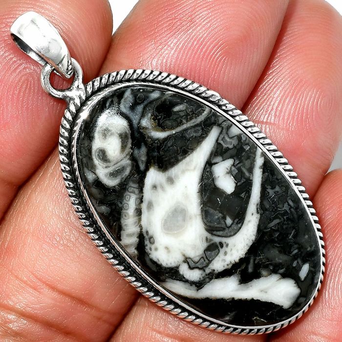 Mexican Cabbing Fossil Pendant SDP151410 P-1068, 19x33 mm