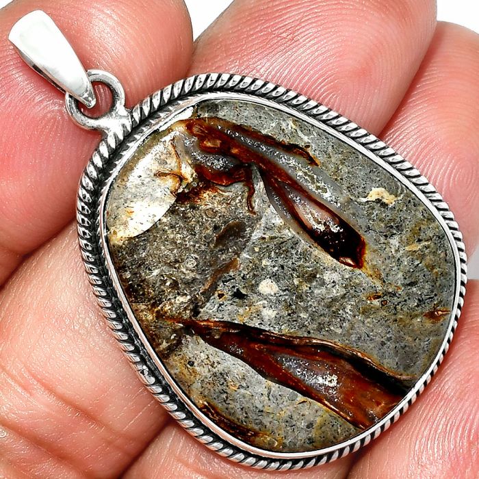 Stick Agate Pendant SDP151418 P-1068, 24x30 mm