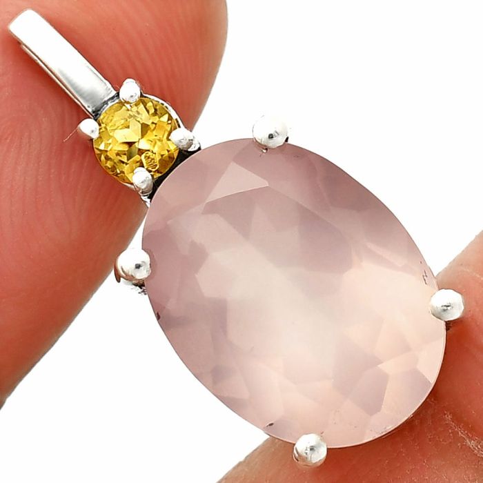 Rose Quartz and Citrine Pendant SDP151437 P-1113, 12x16 mm