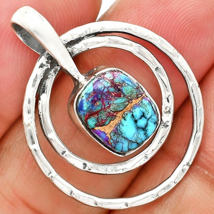 Kingman Purple Dahlia Turquoise Pendant SDP151441 P-1441, 9x11 mm