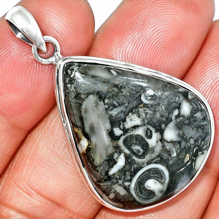 Mexican Cabbing Fossil Pendant SDP151544 P-1124, 23x30 mm