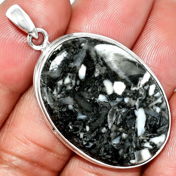 Mexican Cabbing Fossil Pendant SDP151599 P-1124, 23x33 mm