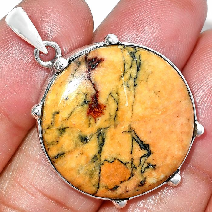 Honey Dendritic Opal Pendant SDP151625 P-1349, 27x27 mm