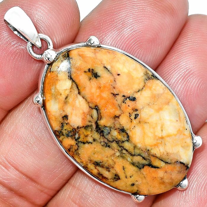 Honey Dendritic Opal Pendant SDP151663 P-1349, 22x33 mm