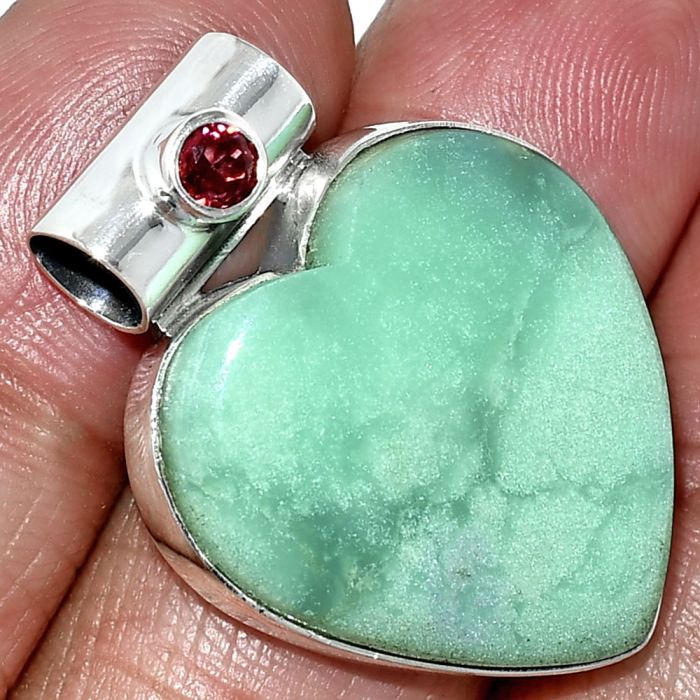 Heart - Chrysoprase and Garnet Pendant SDP151803 P-1300, 23x24 mm