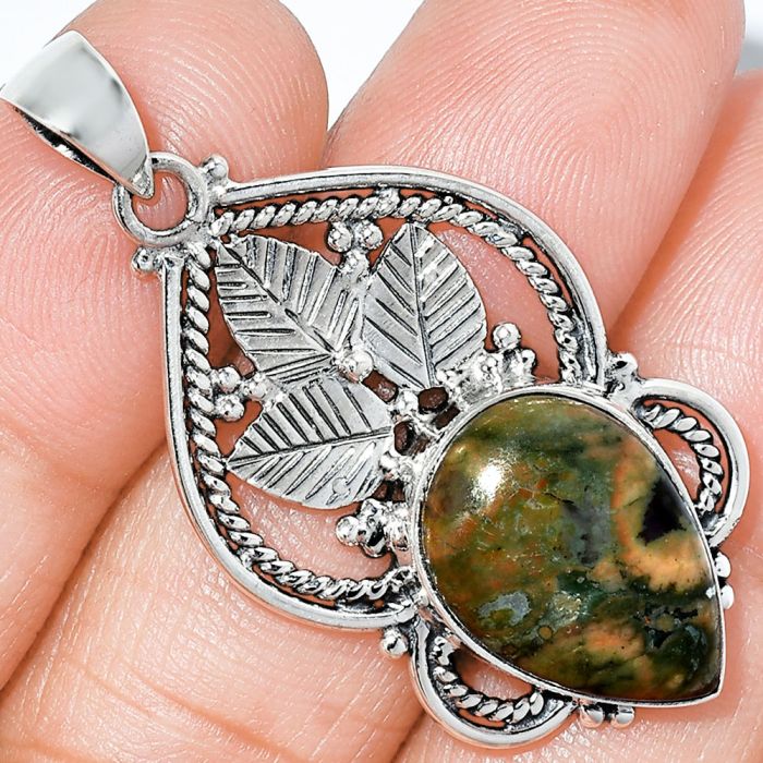 Rhyolite - Rainforest Jasper Pendant SDP151930 P-1258, 13x18 mm