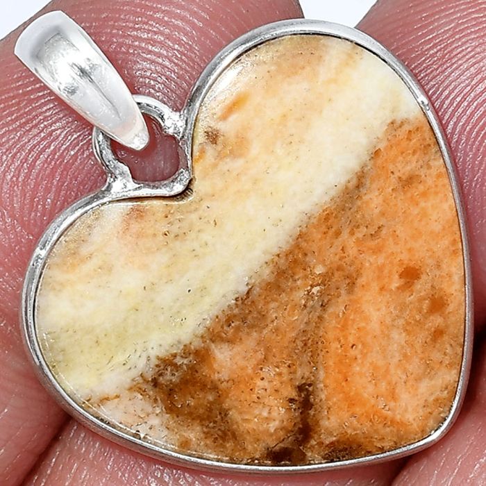 Heart - Coral Jasper Pendant SDP151955 P-1043, 23x25 mm