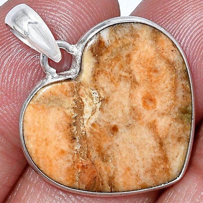 Heart - Coral Jasper Pendant SDP151961 P-1043, 22x23 mm